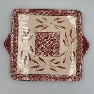 Temp-Tations OLD WORLD Cranberry Red Serving/Baking Tray Platter